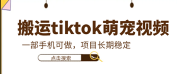 搬运tiktok萌宠视频，一部手机可做，项目长期稳定,月入5W+